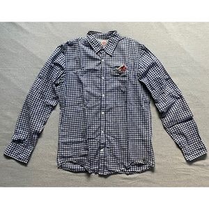 Men's Scotch & Soda Blue White Gingham Casual Button-Up Shirt, size Medium